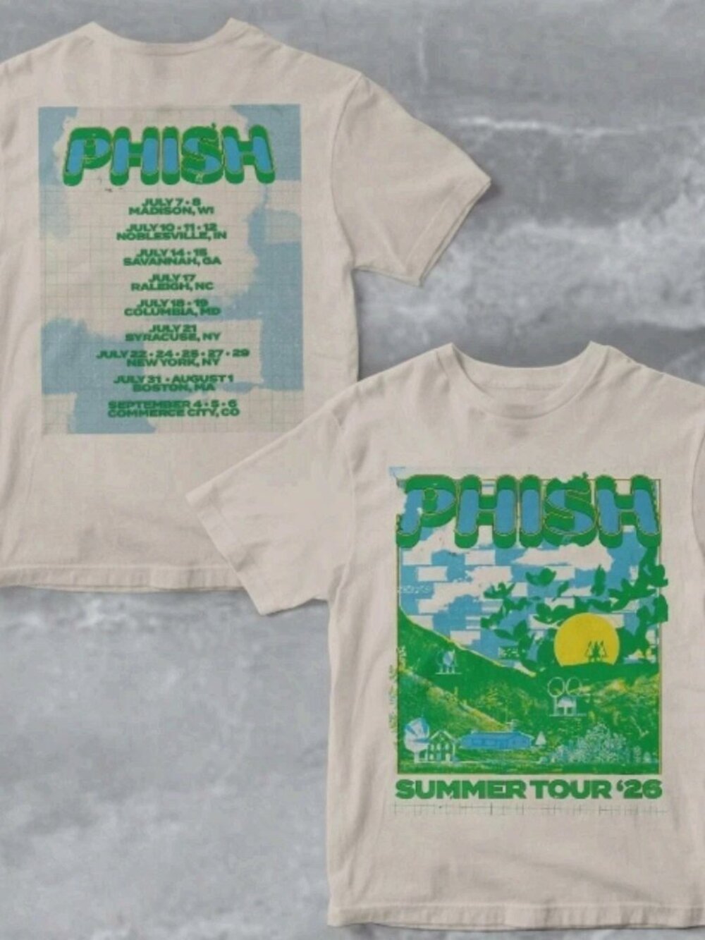 Phish Summer Tour 26 Vintage Jam Band Cream T-Shirt